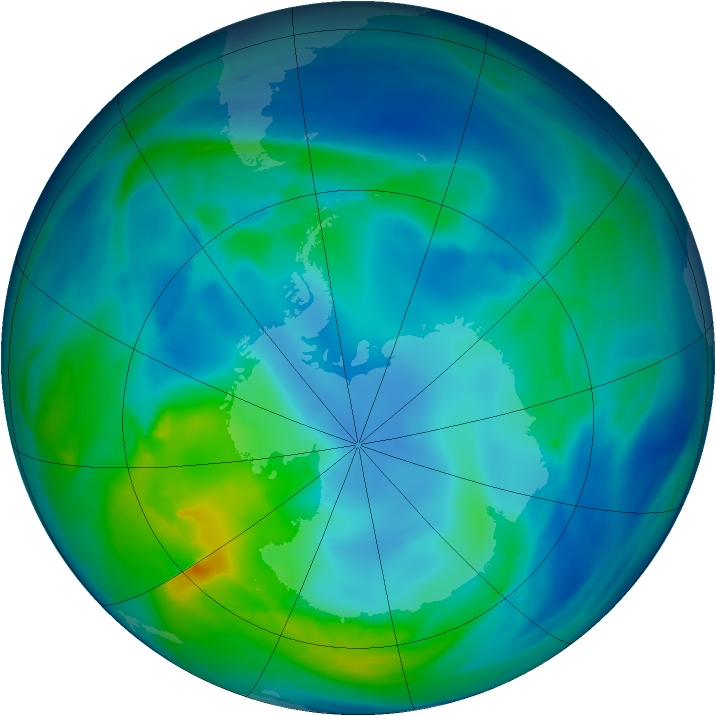 Antarctic ozone map for 02 May 2005